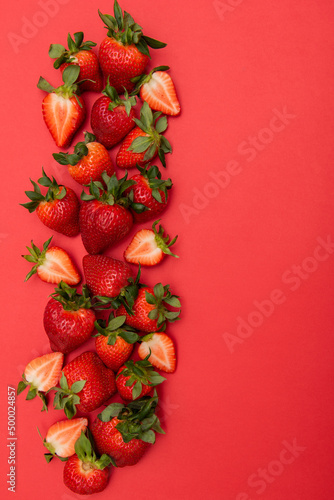Strawberry on a red background 