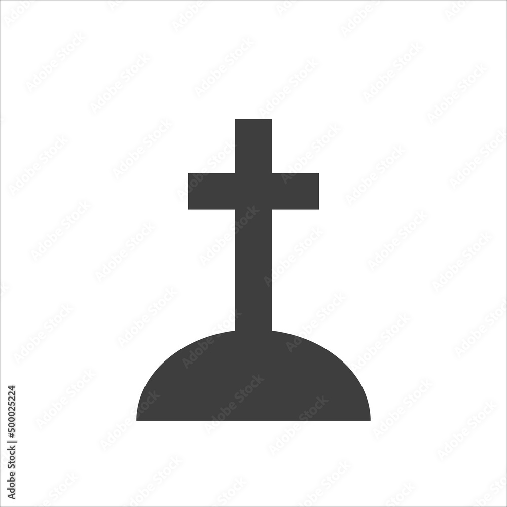 Rip grave icon. Tombstone burial symbol. Vector illustration isolated on white