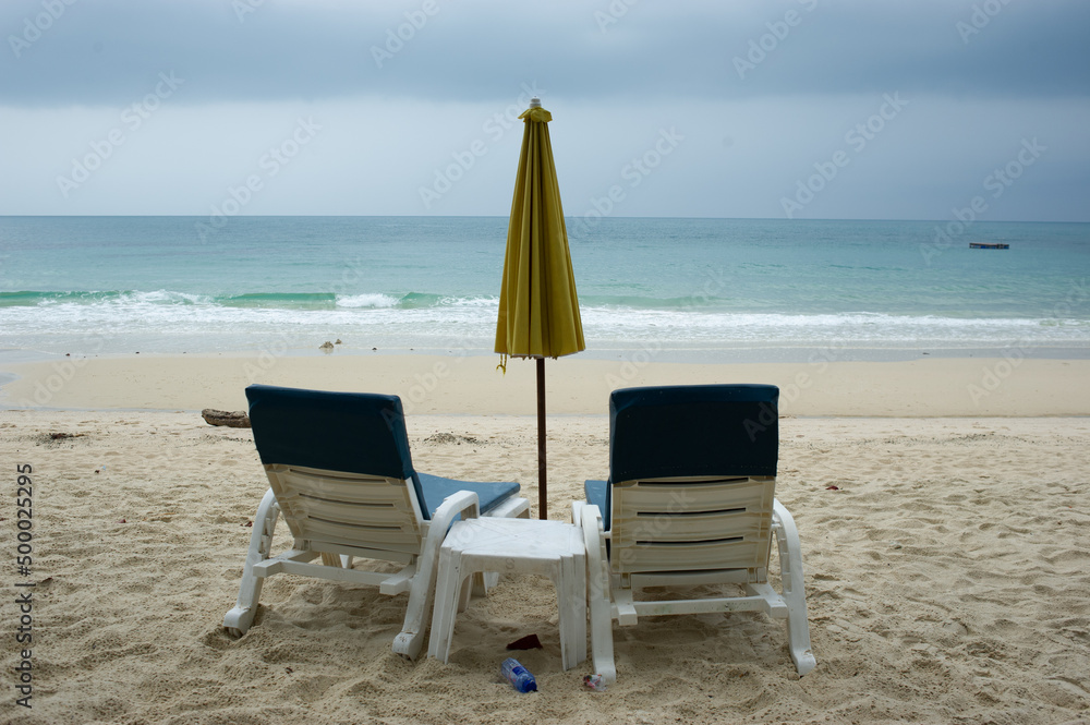 Chairs prepared for tourists It's on a beautiful beach. Chairs prepared for tourists It's on a beautiful beach.