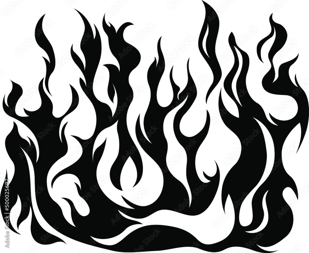 Fire flames isolated on white background. Tribal tattoo design. Fire flames isolated on white background. Tribal tattoo design.