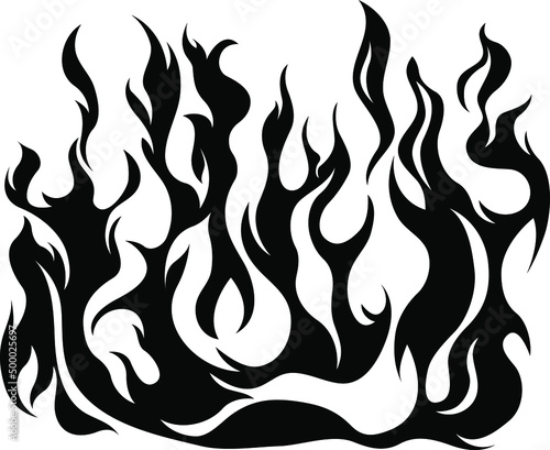 Fire flames isolated on white background. Tribal tattoo design.