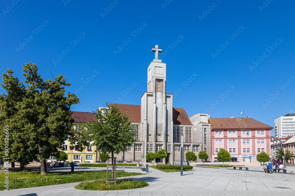 Church of the Lord's Heart of the Lord  in modernistic style, town Hradec Kralove, Czech republic