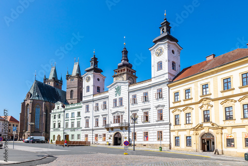 St Spirit church, White tower, town hall, Great square, town Hradec Kralove, Czech republic