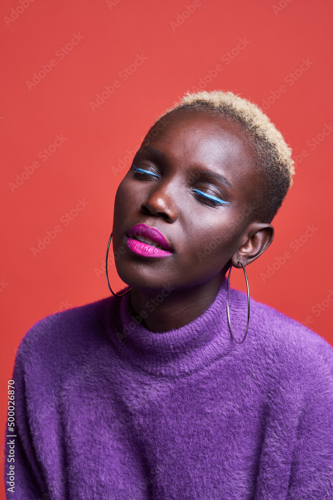 Serene African woman with short hair Serene African woman with short hair