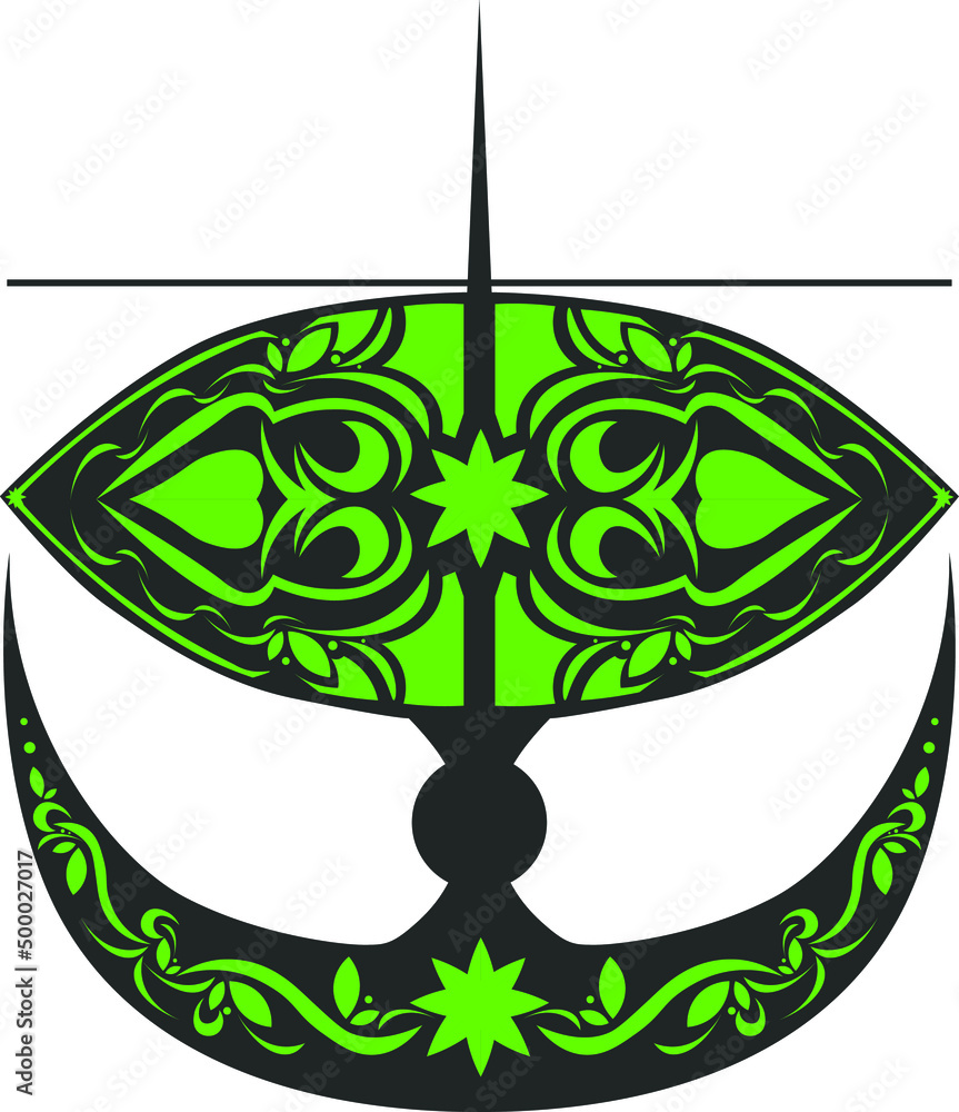 Vector illustration of the Malaysian traditional kite Wau Merdeka in