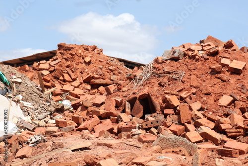 Building rubble from broken bricks.