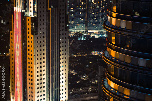Photography Night view of modern architecture in Kuala Lumpur, Malaysia