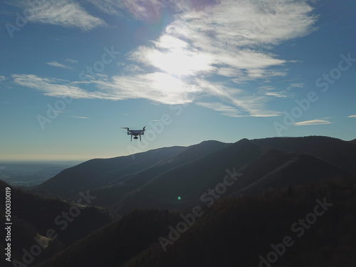 Drone in the sky, Ticino mountains, Switzerland, Valle di Muggio, Phantom 4 photo