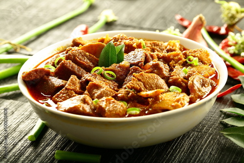 Indian mutton chops - spicy cooked lamb meat with exotic spices.