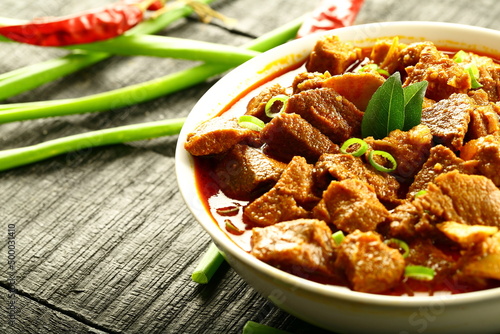 Delicious and spicy Indian beef curry, 