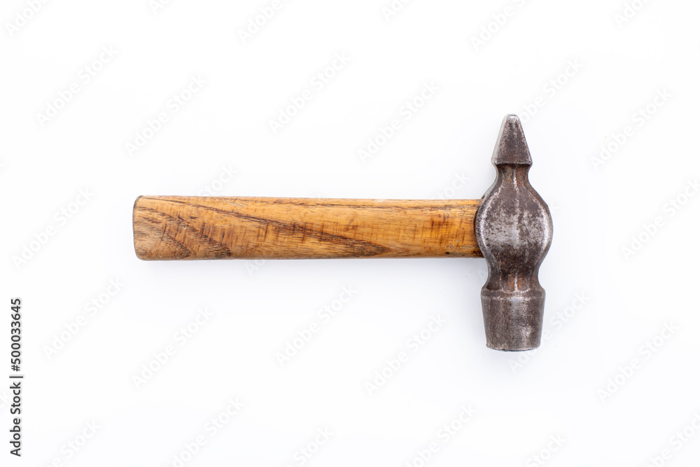 Old hammer on a white isolated background. Hand tool. Old hammer on a white isolated background. Hand tool.
