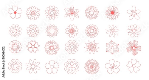 Flowers vector icons set. Editable vector pictogram isolated on white background. Trendy contour symbols for mobile apps and website design. .