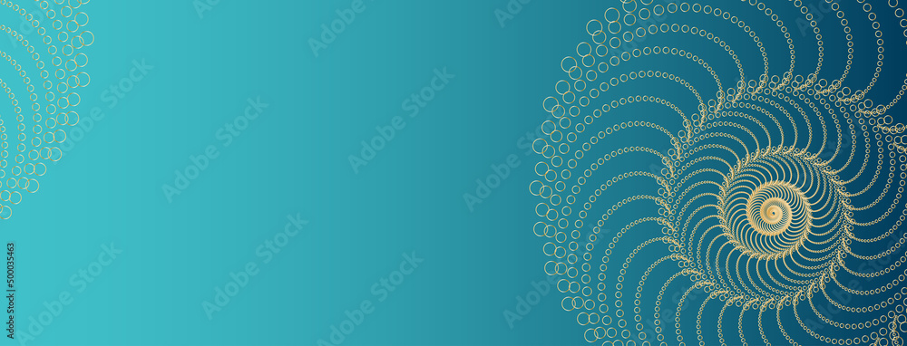 Transformation and growth in a spiral nautilus design for coaching, counseling, psychology on a x blue green gradient background with copy space.  - obrazy, fototapety, plakaty 