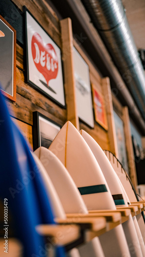 Surfing boards in a surf shop
