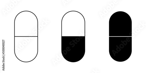 Isolated pill icon. Capsule, dust, medicine icon vector template.  Vector illustration EPS 10.