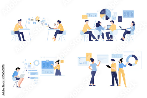 Set of business people concept illustrations. Flat design style vector for graphic and web design  business presentation and marketing material.