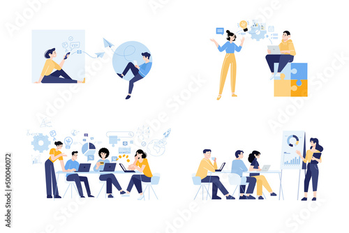 Set of business people concept illustrations. Flat design style vector for graphic and web design  business presentation and marketing material.