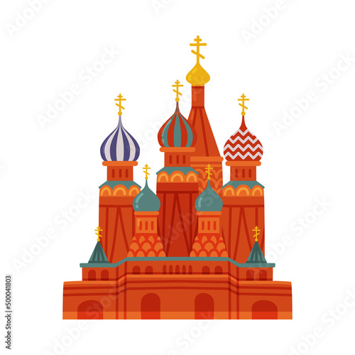 Saint Basil's Cathedral as Russian Orthodox Church in Red Square of Moscow Vector Illustration