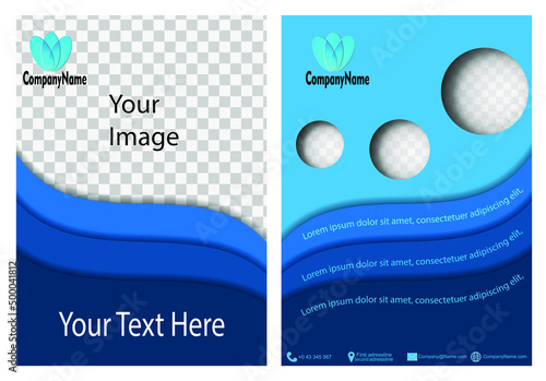 Business Roll Up Banner Template, Abstract Blue Geometric Background vector presentation.