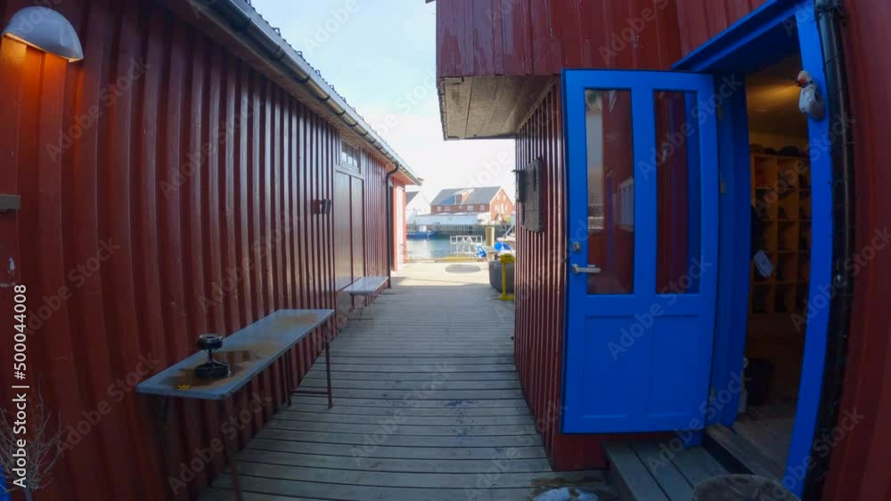 Walking by in the Alley of the most iconic coffee place in Lofoten, Climbing Coffee - Klatrekafeen.