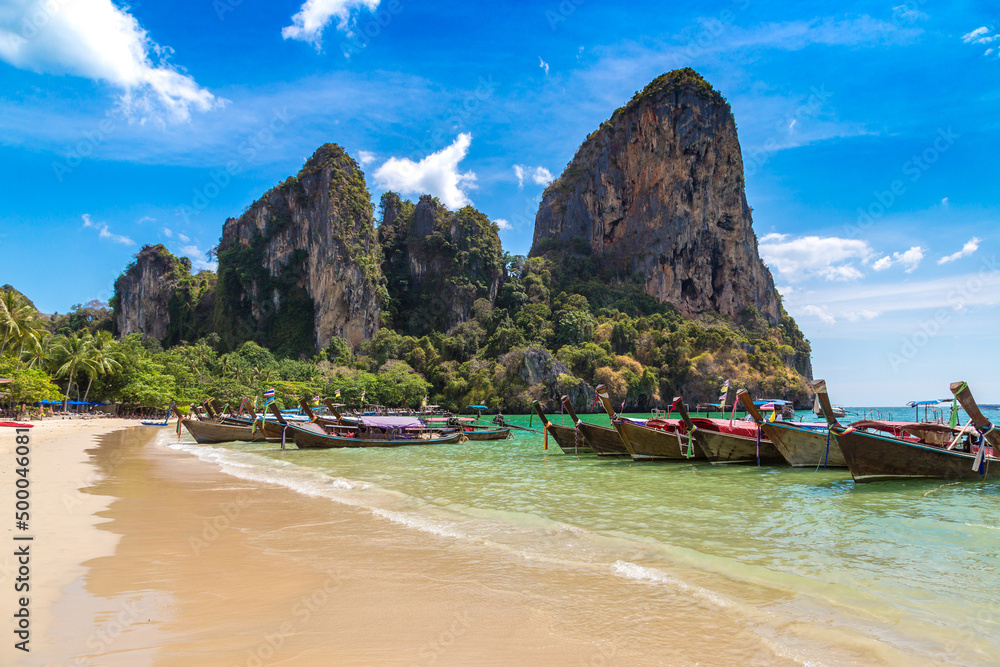 Fototapeta premium Boat at Railay Beach in Thailand