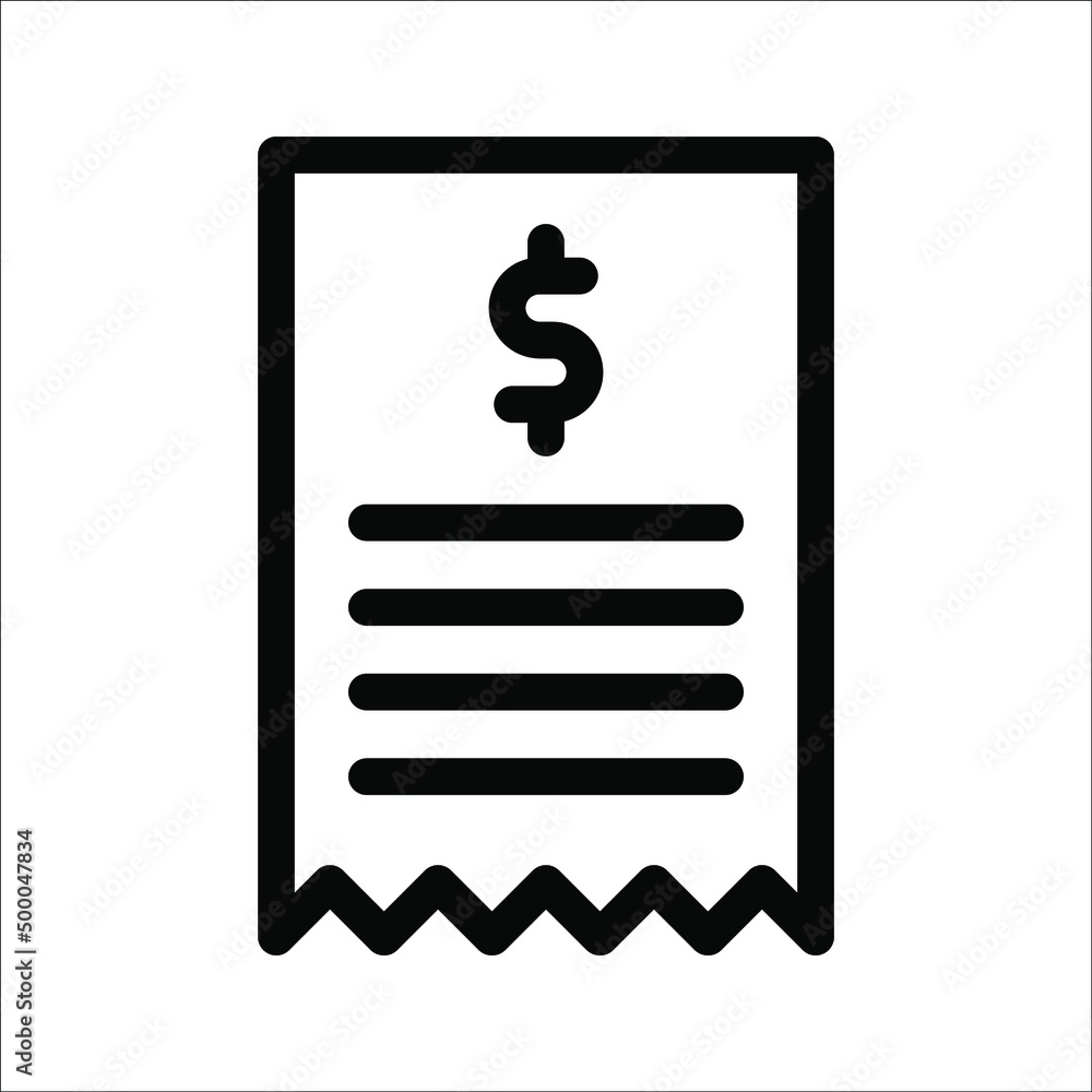 paper receipt line icon, outline vector sign, linear pictogram isolated on white. logo illustration paper receipt line icon, outline vector sign, linear pictogram isolated on white. logo illustration