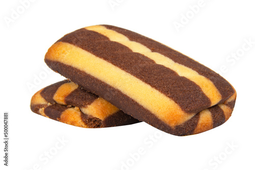 Striped cookies tasty choco isolated on the white background