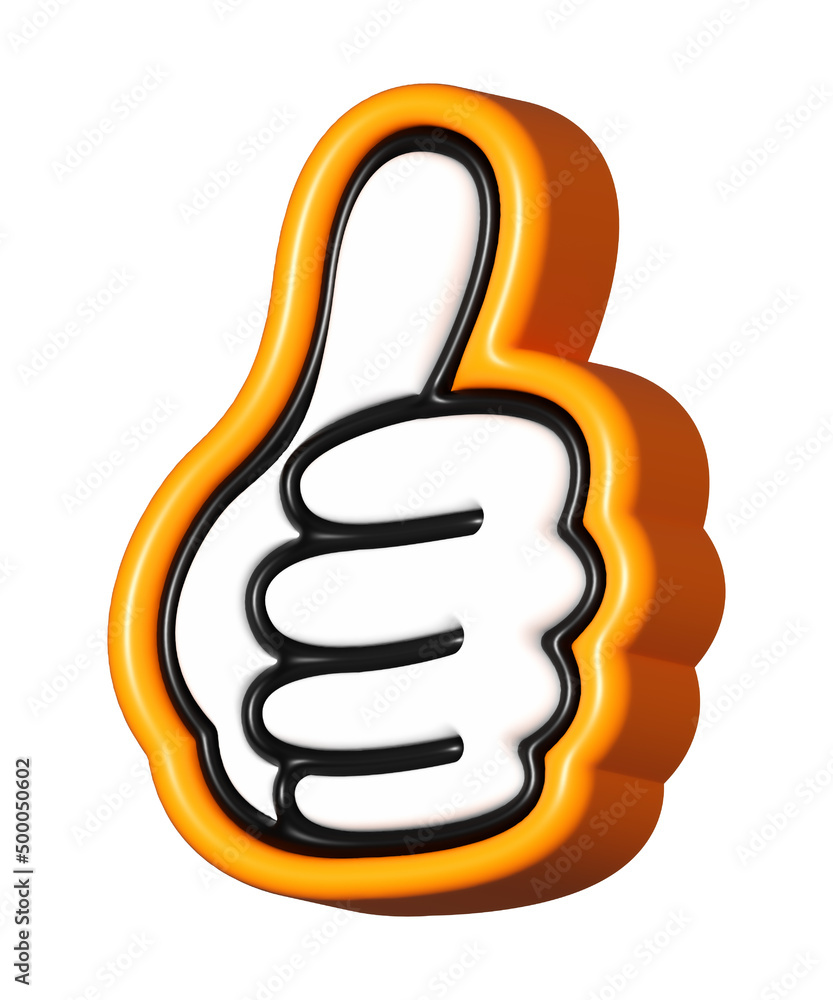 Hand Thumb up orange 3D, Like icons, OK, Yes, Like emoji Hand Thumb up orange 3D, Like icons, OK, Yes, Like emoji