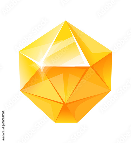Yellow topaz. Fantasy jewelry gems, rhinestone for online achievement, cartoon vector illustration, icon photo
