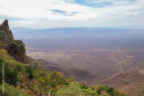 High angle view of Mount Koogh against sky in West Pokot, Kenya