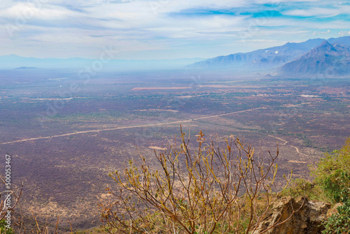 High angle view of Mount Koogh against sky in West Pokot, Kenya photo