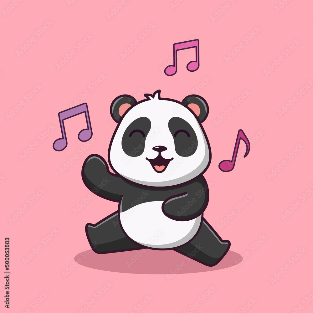 Cute cartoon panda dancing, vector cartoon illustration, cartoon ...