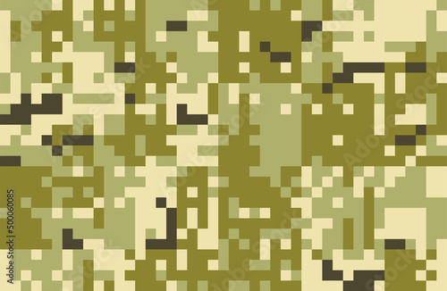 Seamless modern army camouflage NDU pixel texture. Abstract vector camo background looks like Armed Forces of Ukraine (AFU) colors. Geometric pattern wrapping paper design illustration