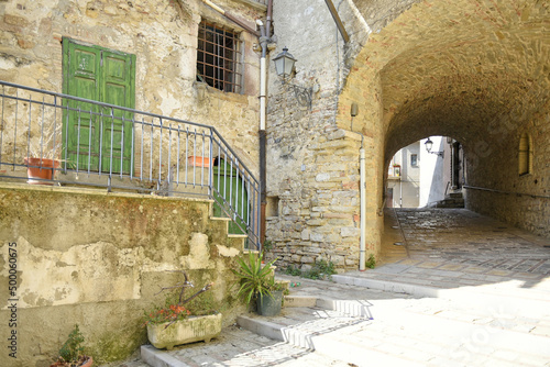 Narrow street in San Bartolomeo in Galdo, a village in the province of Benevento in Italy photo