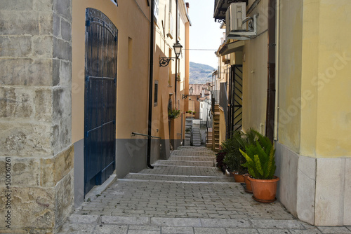 Closeup of a narrow street in San Bartolomeo in Galdo photo
