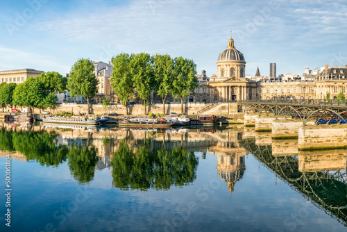 Institut de France and Pont des Arts in Paris, France