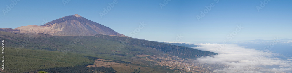 Panorama of the Mount Teide and the Orotava Valley, Tenerife, Canary Islands