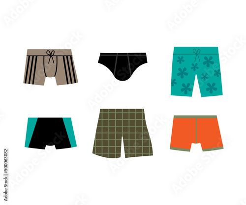 Men's swimwear set. Beach fashion for men. 