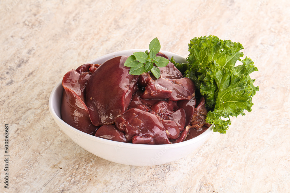 Raw chicken liver in the bowl Raw chicken liver in the bowl