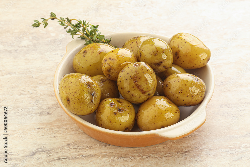 Boiled baby potato in the bowl Boiled baby potato in the bowl