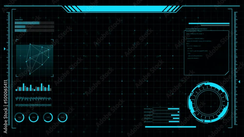 Digital HUD futuristic background motion graphic element cyber generated. Future technology interface data sci-fi display screen. Artificial intelligent analytic simulation, loop able video background