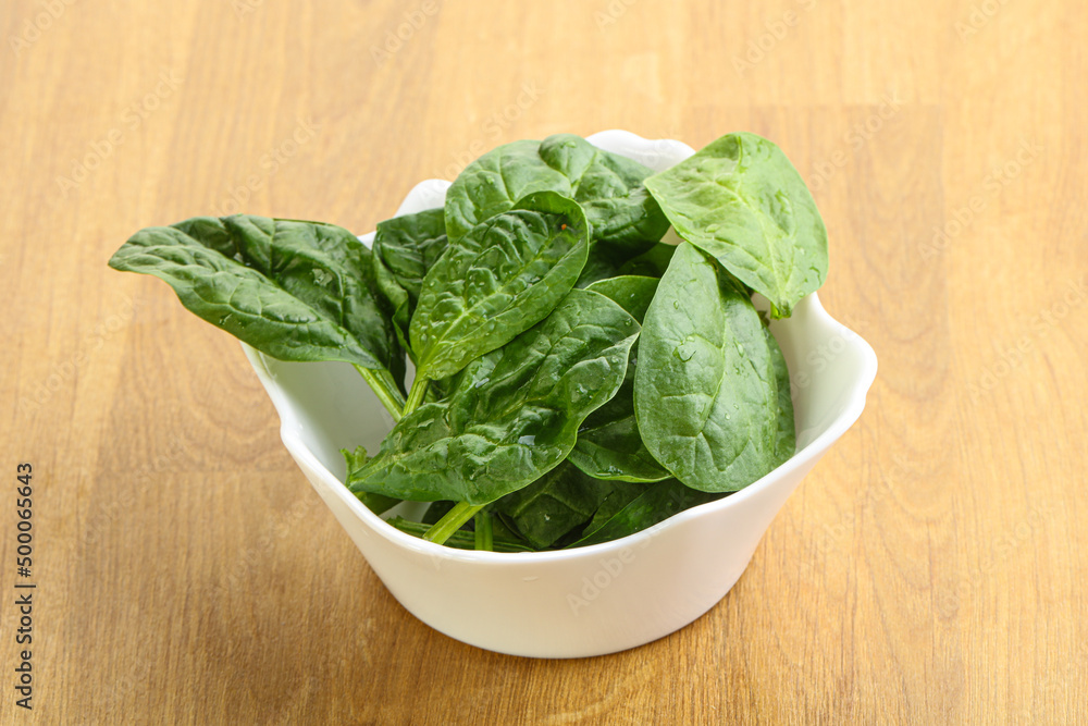 Fresh green spinach leaves in the bowl Fresh green spinach leaves in the bowl