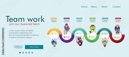 Flat design concepts for business analysis and planning, consulting, team work, project management, financial report and strategy. Teamwork landing page template. Modern web page design concept.