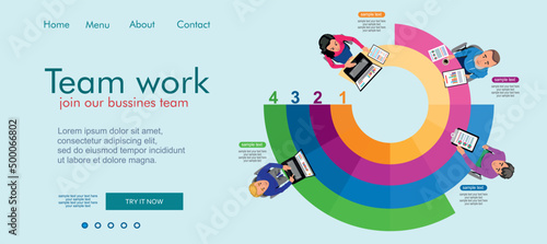 Flat design concepts for business analysis and planning, consulting, team work, project management, financial report and strategy. Teamwork landing page template. Modern web page design concept.