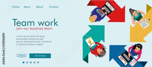 Flat design concepts for business analysis and planning, consulting, team work, project management, financial report and strategy. Teamwork landing page template. Modern web page design concept.