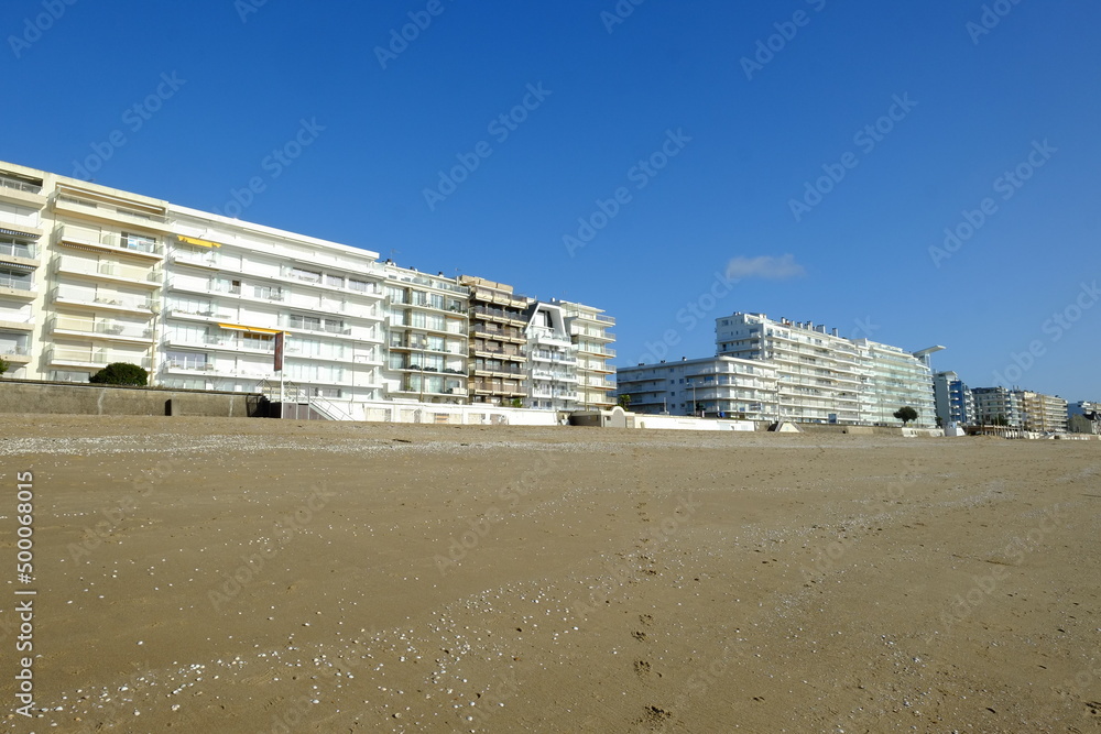 The beach of la Baule at low tide. November 2021, France, Atlantic coast.