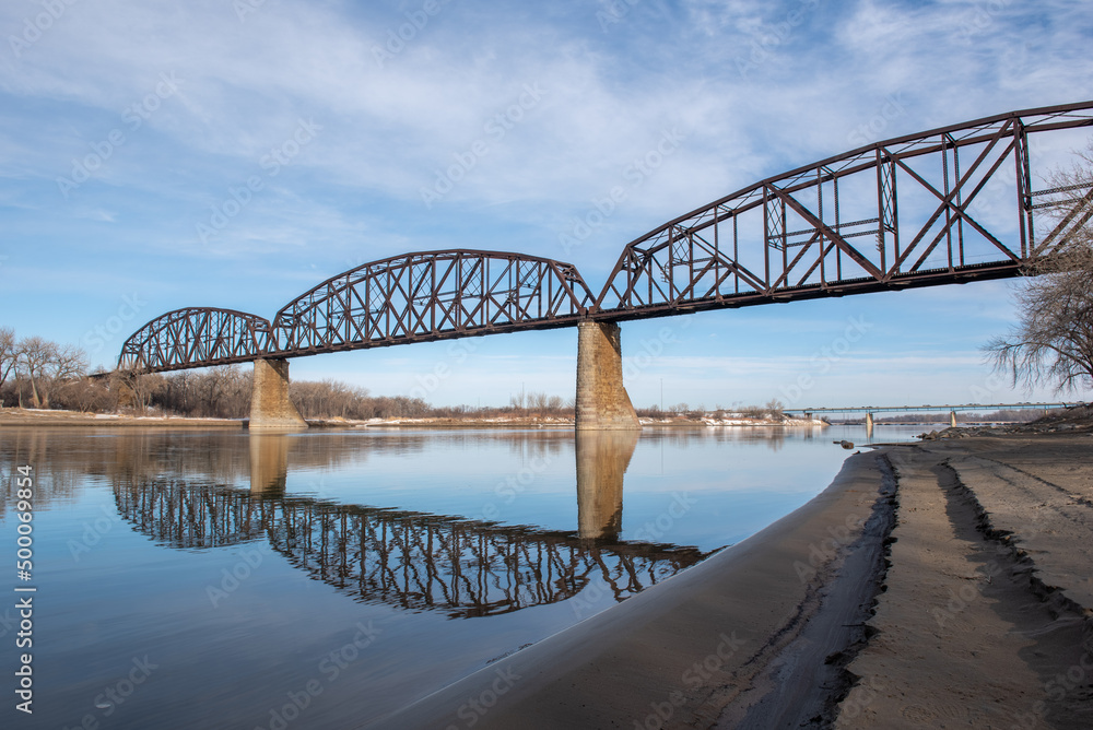 Naklejka premium railway bridge over the river