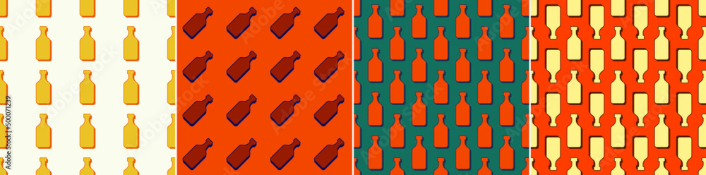 Rum bottles seamless pattern. Line art style. Outline image. Colored repeat template. Party drinks concept. Illustration on color background. Flat design style for any purposes Rum bottles seamless pattern. Line art style. Outline image. Colored repeat template. Party drinks concept. Illustration on color background. Flat design style for any purposes