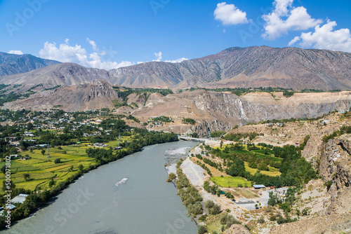 Beautiful landscapes of Chitral, panoramic view of mountains and a river