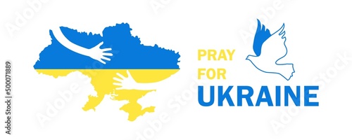 War in Ukraine. Russia attacked Ukraine. Stop war. Pray for Ukraine. vector
